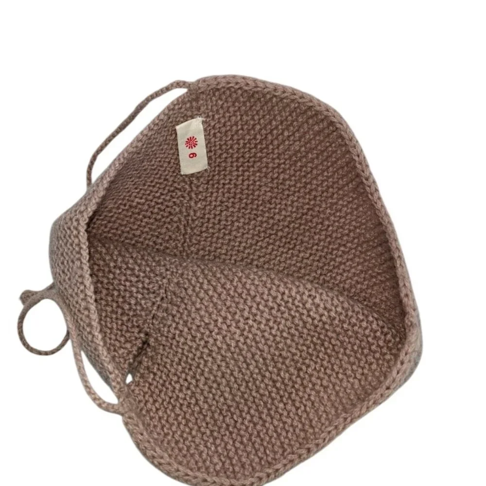 Khaki 100% cashmere ribbed terracotta baby winter hat